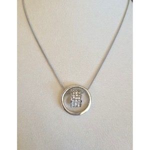 Floating Heart 18k Plated White Gold Made with Swarovski Crystals Charm Necklace